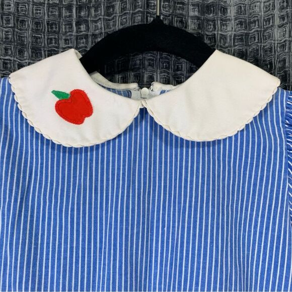 SYLVIA WHYTE Vintage Made in USA Blue & White Long Sleeve Dress Girl Size 4 #524 - Picture 2 of 12